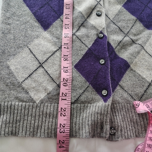 Apt 9 Cashmere Argyle Grey And Purple Sweater M - Picture 8 of 11